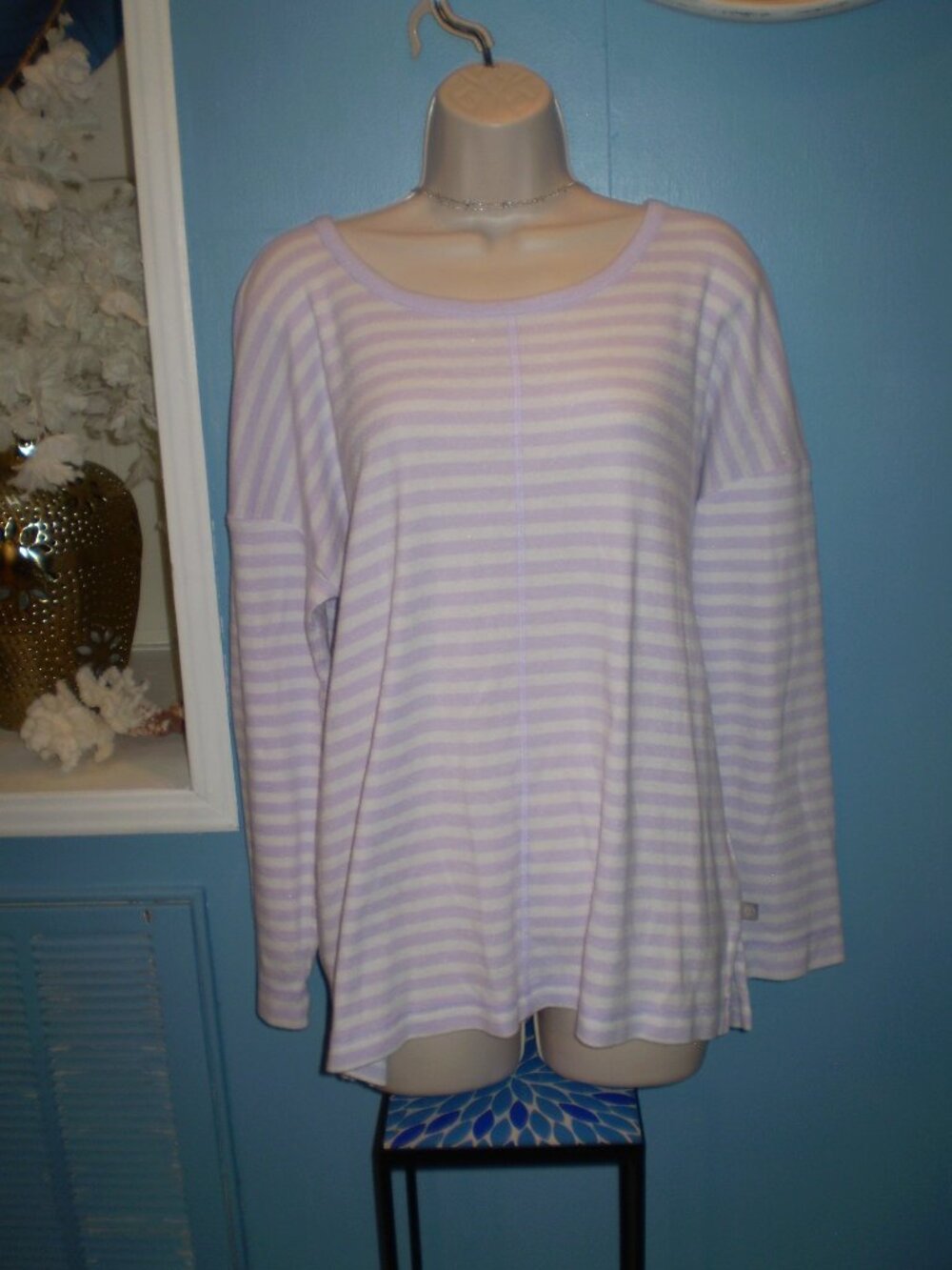 WOMENS T FOR TALBOTS LONG SLEEVE STRIPED SUMMER TOP XL (14)
